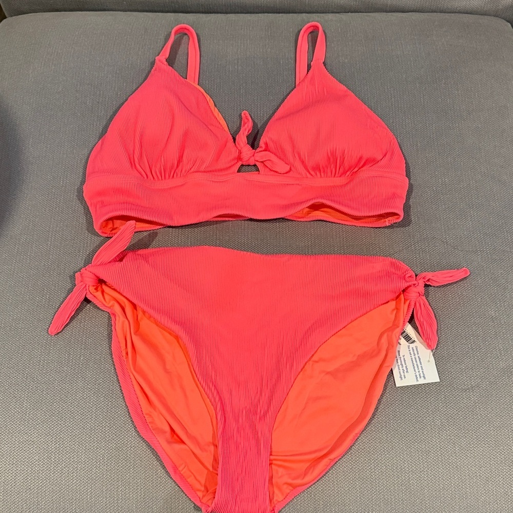 Wave Zone Vibrant Pink Bikini Set Size 1X - Picture 4 of 7